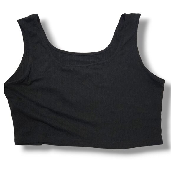 BTFBM tank top womens XL cropped ribbed grey round neckline NWT - Picture 2 of 5